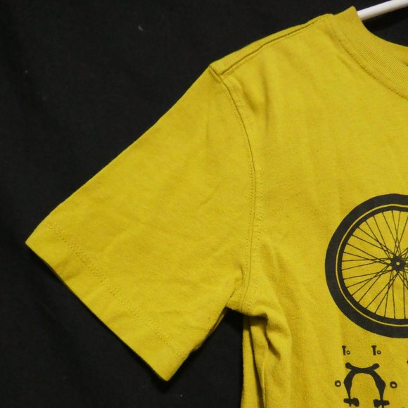 GAP KIDS, mustard graphic T-Shirt, bicycle parts design, small 6-7 years, EUC - Picture 3 of 11